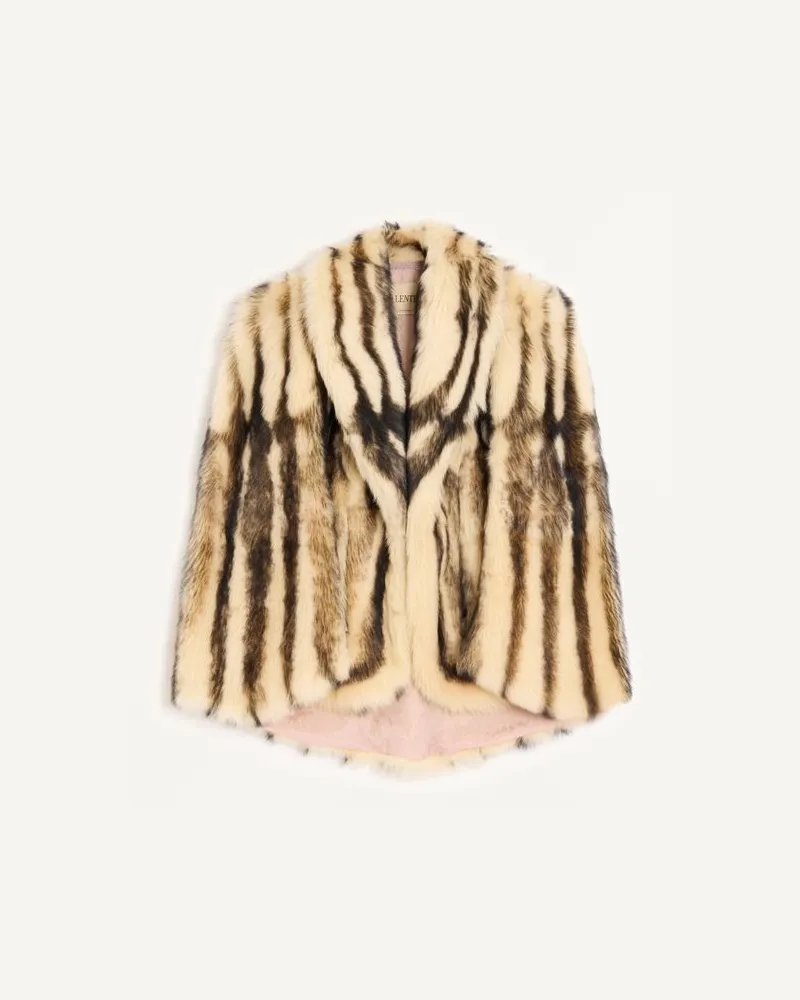 Valentino Garavani Bedruckte Cabanjacke aus Lammfell Frau BEIGE/BRAUN Beige