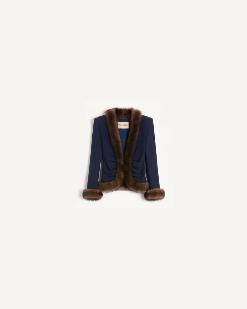 Valentino Garavani Jacke aus Woll-Crepe Frau INDIGO Indigo