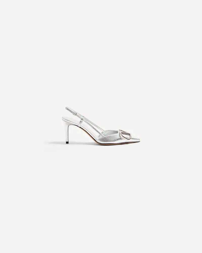 Valentino Garavani Vlogo Signature Slingpumps Aus Lackiertem Nappaleder, 80 Mm Frau SILBER Silber