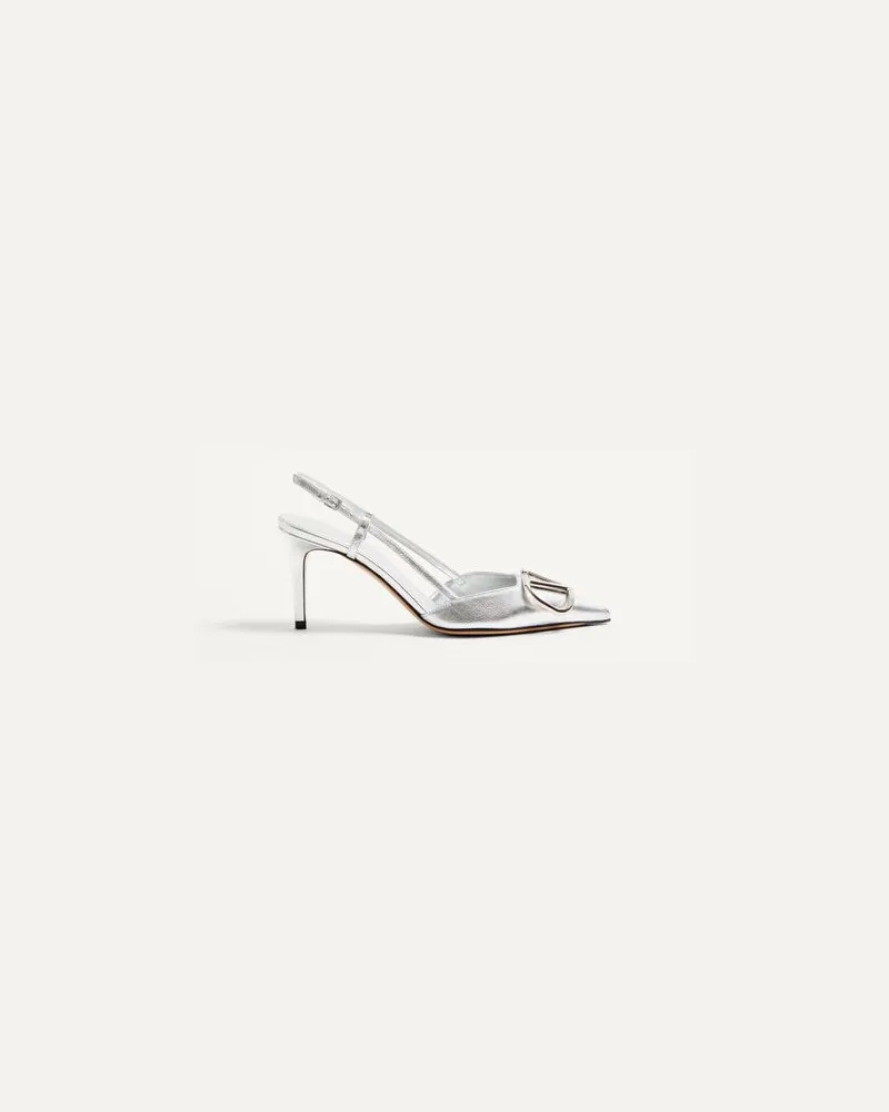 Valentino Garavani Vlogo Signature Slingpumps Aus Lackiertem Nappaleder, 80 Mm Frau SILBER Silber