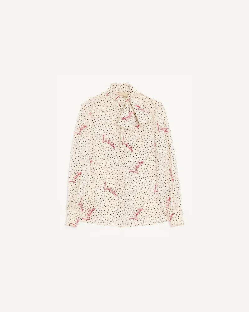 Valentino Garavani Hemd aus Plus De Pois Crepe de Chine Bubble Frau VANILLE/MULTICOLOR Vanille