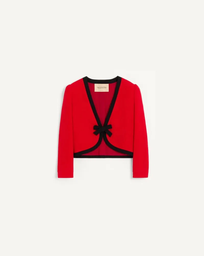 Valentino Garavani Valentino-Jacke aus Woll-Crepe Frau KARMINROT/SCHWARZ Karminrot