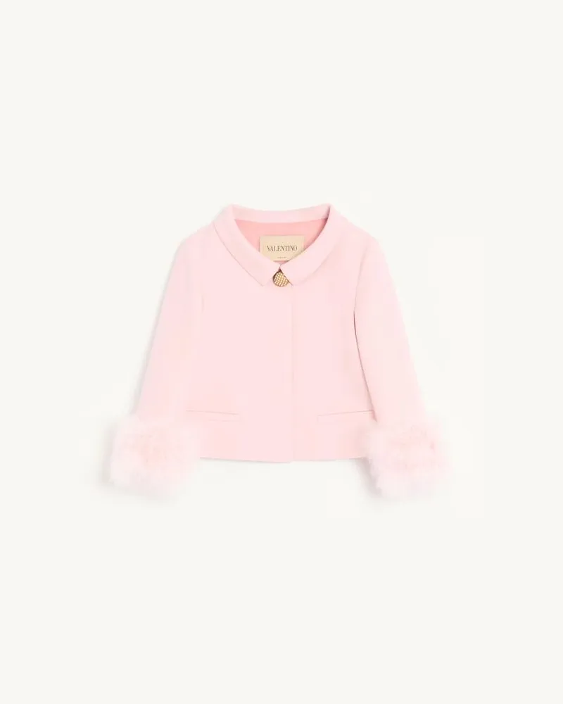 Valentino Garavani Crepe Couture Jacke mit Federn Frau ROSE Rose