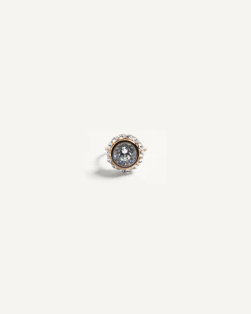 Valentino Garavani Vlogo Signature Ring Aus Metall, Emaille Und Kristallen Frau GOLD/SCHWARZ/CRYSTAL Gold