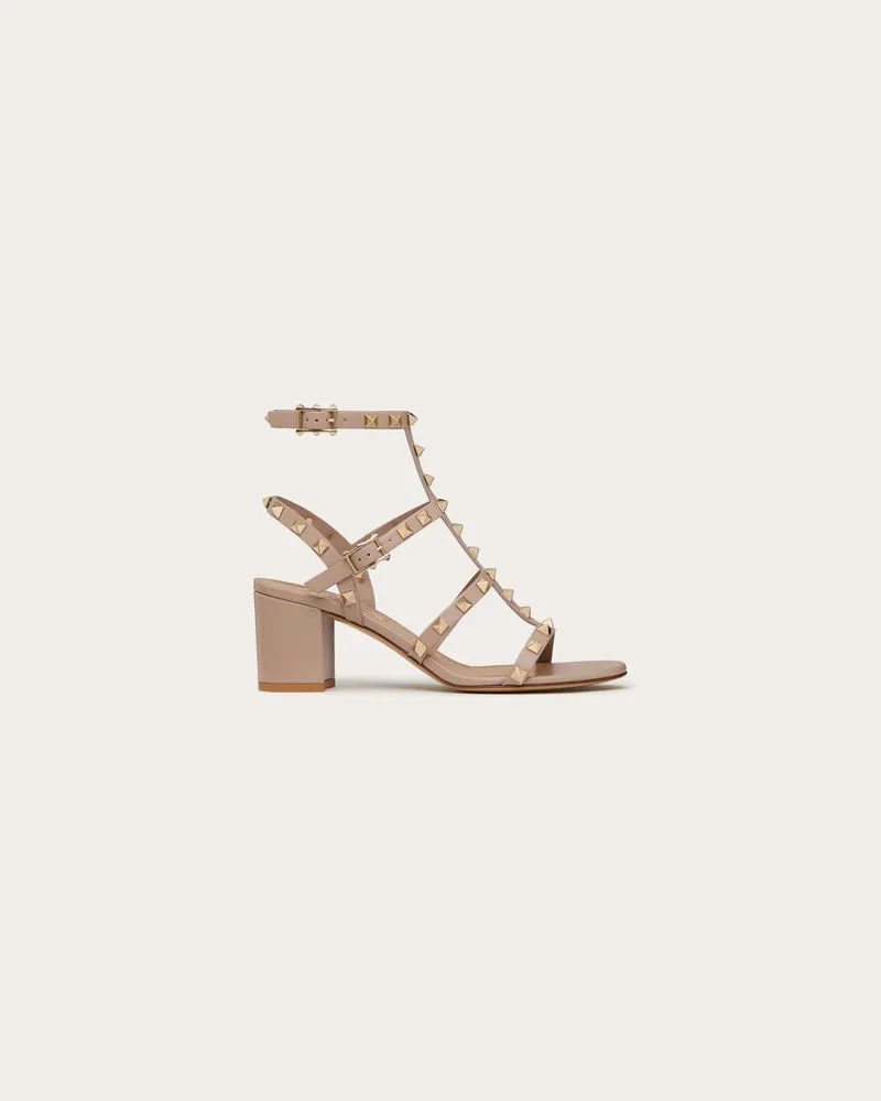 Valentino Garavani Riemchensandalen Rockstud Aus Kalbsleder Mit 60 Mm-Absatz Frau POUDRE Poudre