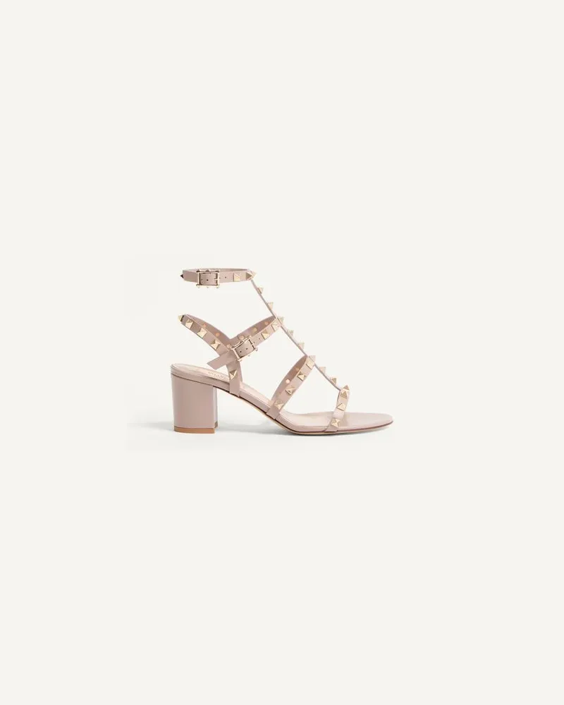 Valentino Garavani Riemchensandalen Rockstud Aus Kalbsleder Mit 60 Mm-Absatz Frau POUDRE Poudre
