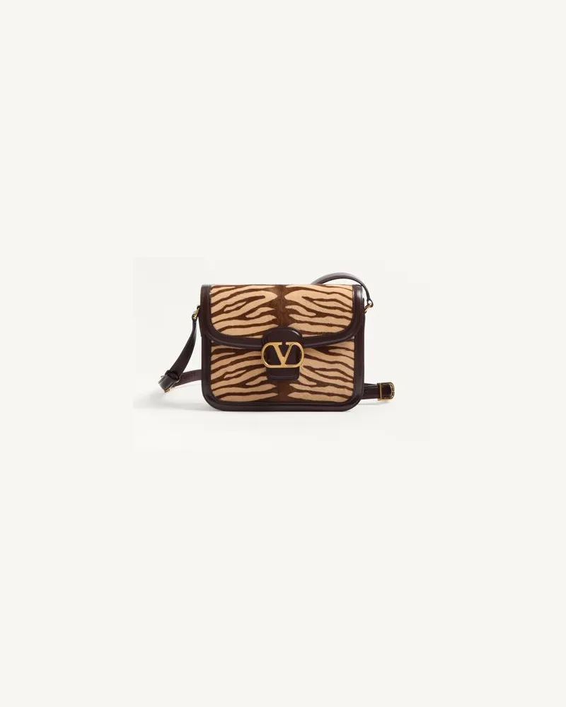 Valentino Garavani Valentino Garavani 9Bis5 Schultertasche Aus Kalbsleder In Animalier-Pony-Optik Frau BEIGE/TESTA DI MORO Beige