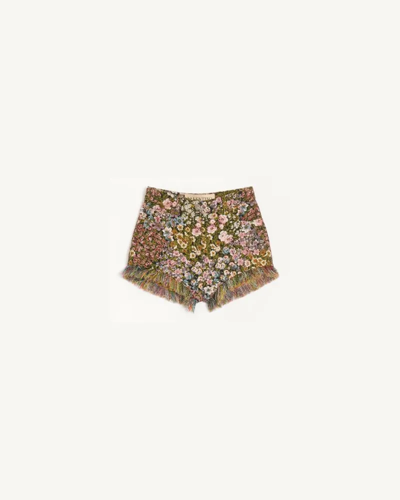 Valentino Garavani Shorts aus Gobelin Apres L'Hiver Fiorellini Frau SCHWARZ/MEHRFARBIG Schwarz