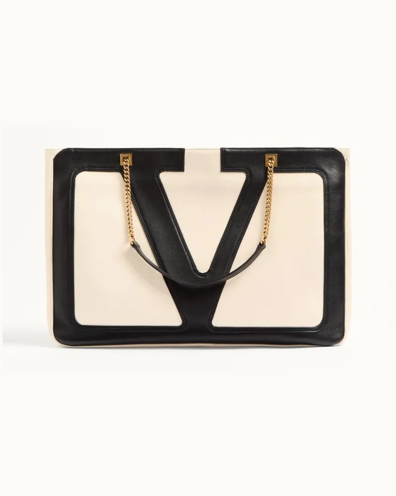 Valentino Garavani Valentino Garavani Viva Superstar Shopper Aus Nappaleder Frau BUTTER/SCHWARZ Butter