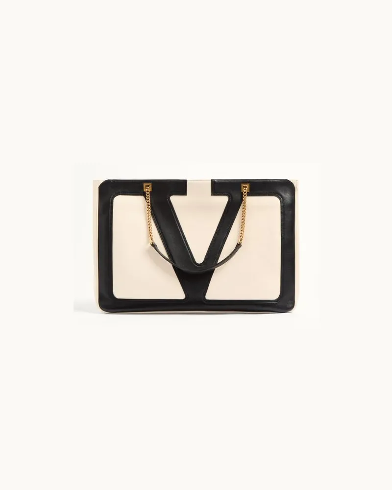 Valentino Garavani Valentino Garavani Viva Superstar Shopper Aus Nappaleder Frau BUTTER/SCHWARZ Butter