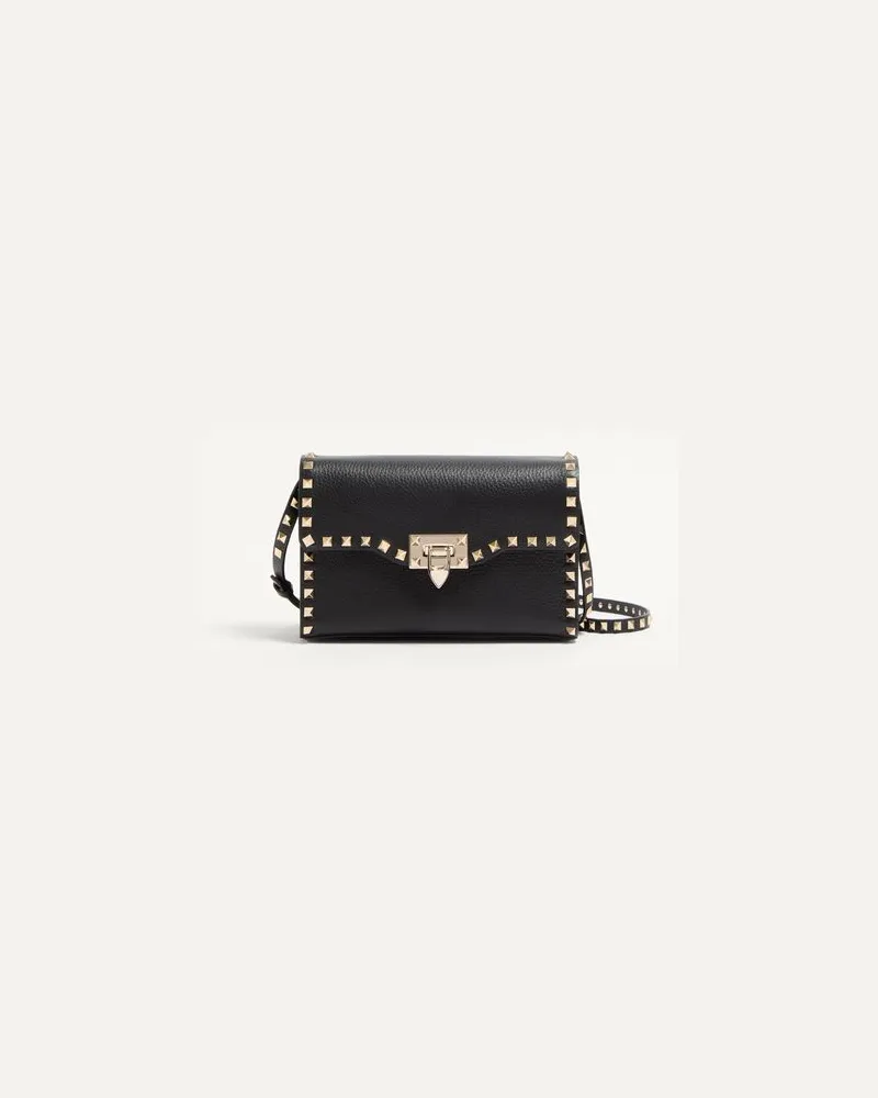 Valentino Garavani Kleine Crossbody Bag Rockstud Aus Gekörntem Kalbsleder Frau SCHWARZ Schwarz