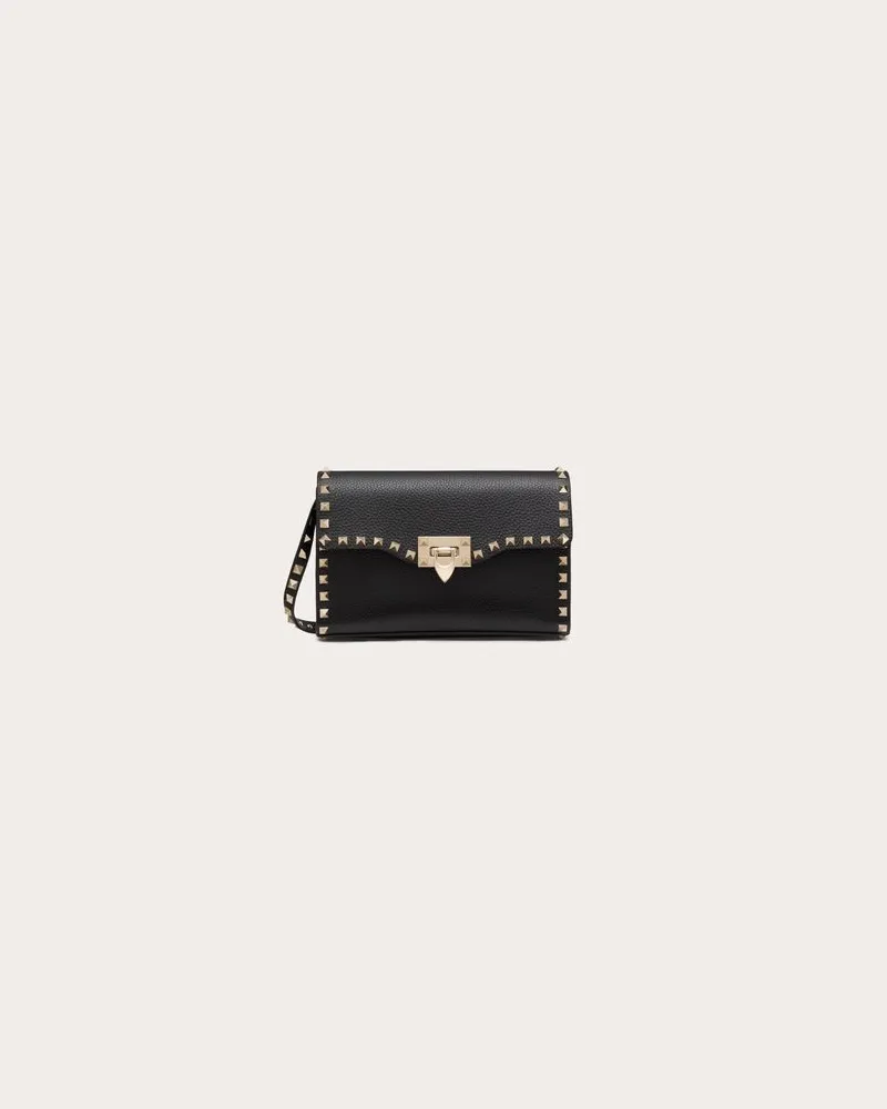 Valentino Garavani Kleine Crossbody Bag Rockstud Aus Gekörntem Kalbsleder Frau SCHWARZ Schwarz