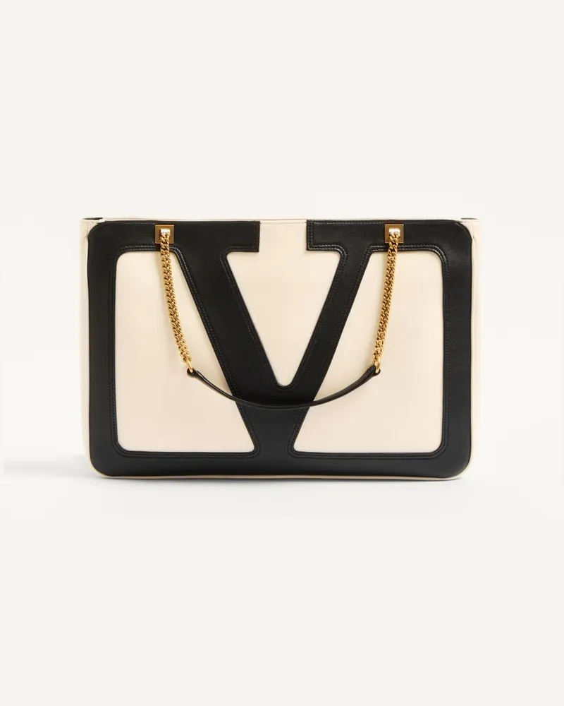 Valentino Garavani Valentino Garavani Viva Superstar Mittelgrosser Shopper Aus Nappaleder Frau BUTTER/SCHWARZ Butter