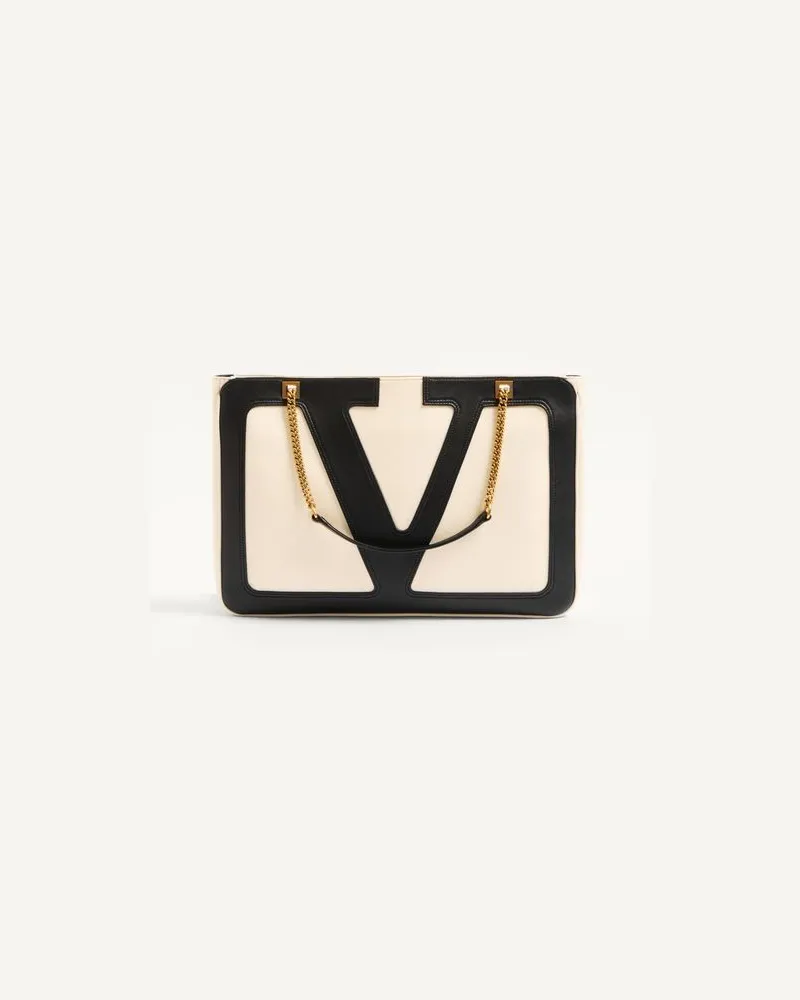 Valentino Garavani Valentino Garavani Viva Superstar Mittelgrosser Shopper Aus Nappaleder Frau BUTTER/SCHWARZ Butter