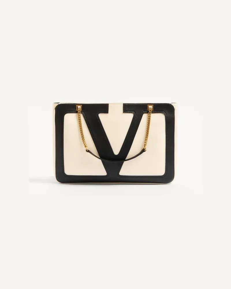Valentino Garavani Valentino Garavani Viva Superstar Mittelgrosser Shopper Aus Nappaleder Frau BUTTER/SCHWARZ Butter