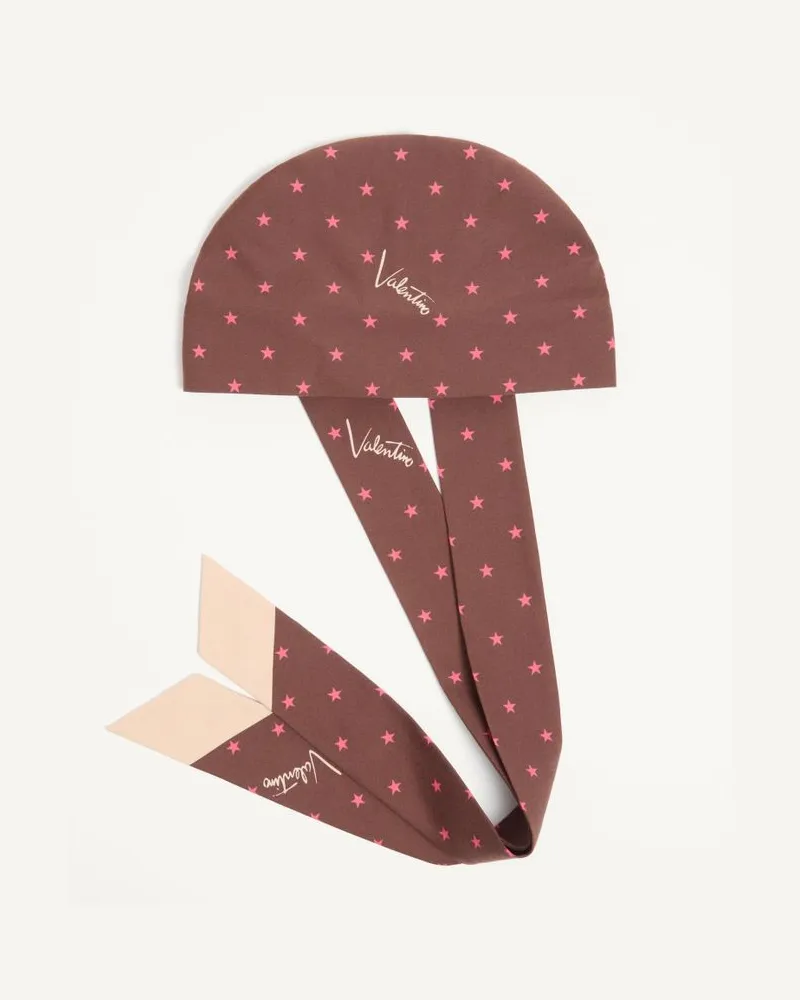 Valentino Garavani Stelline E Firma Starry Stirnband Aus Seide Und Baumwolle Frau SCHOKOLADE/BEIGE Schokolade