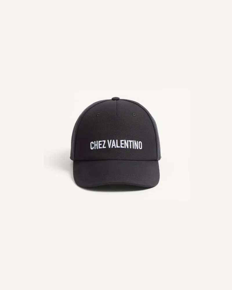 Valentino Garavani Chez Valentino Basecap Aus Baumwolle Mit Stickerei Mann SCHWARZ/ELFENBEIN Schwarz
