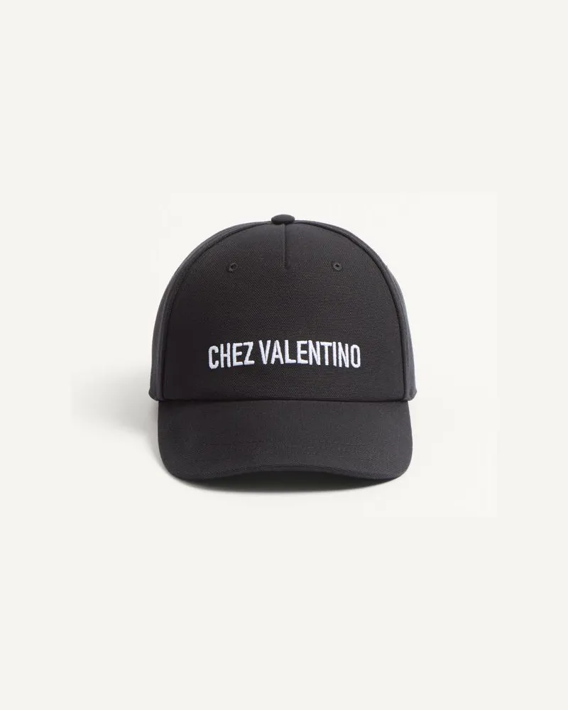Valentino Garavani Chez Valentino Basecap Aus Baumwolle Mit Stickerei Mann SCHWARZ/ELFENBEIN Schwarz