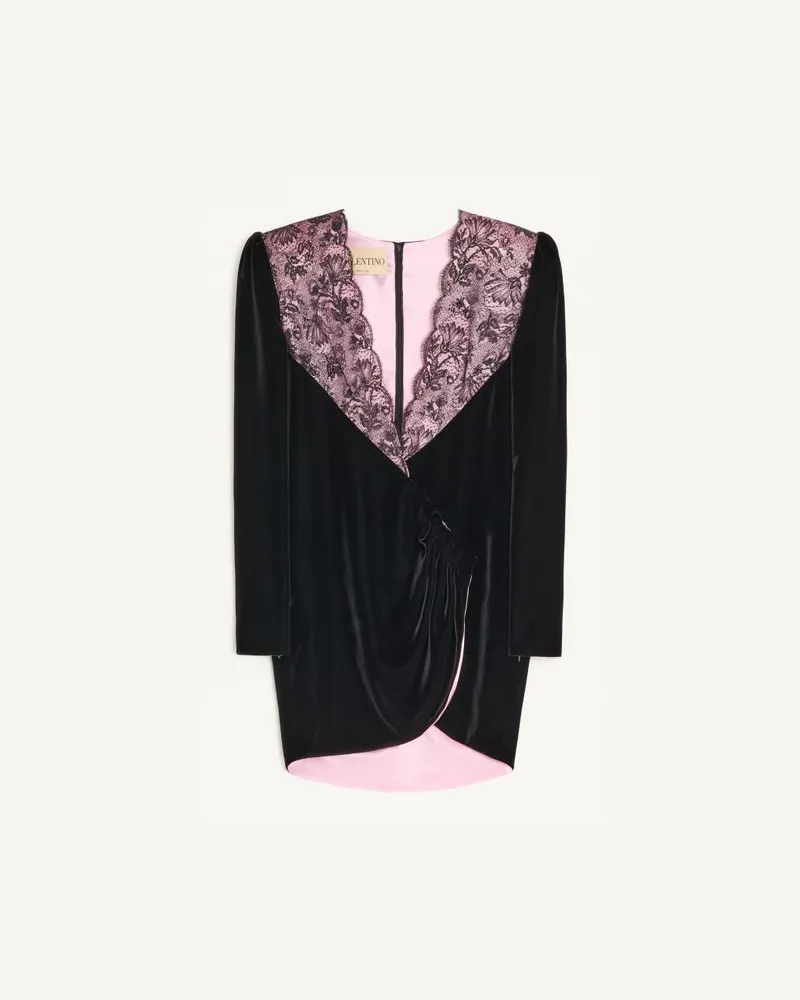 Valentino Garavani Kurzes Samtkleid mit Spitze Frau SCHWARZ/ROSA Schwarz