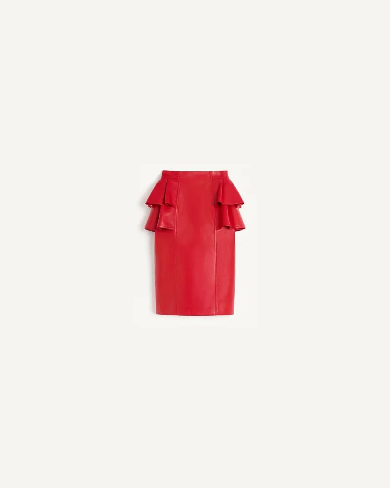 Valentino Garavani Midirock Aus Leder Frau ROT Rot