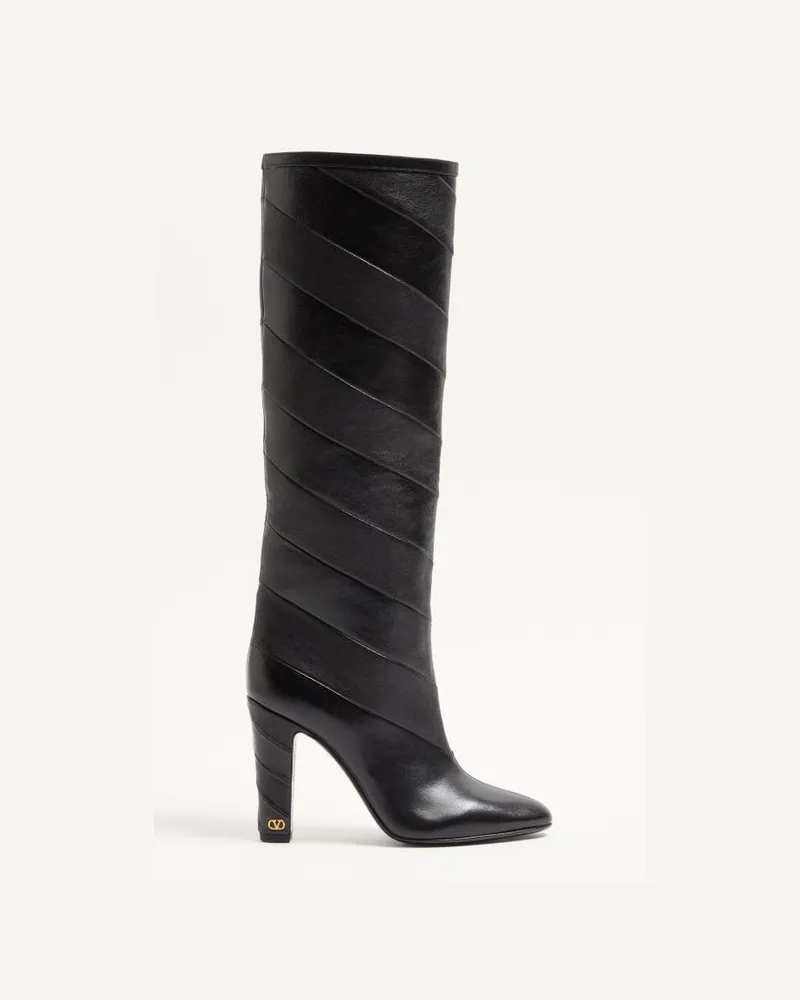 Valentino Garavani Rayons Nappa-Stiefel mit Chevron-Muster 100 MM Frau SCHWARZ Schwarz