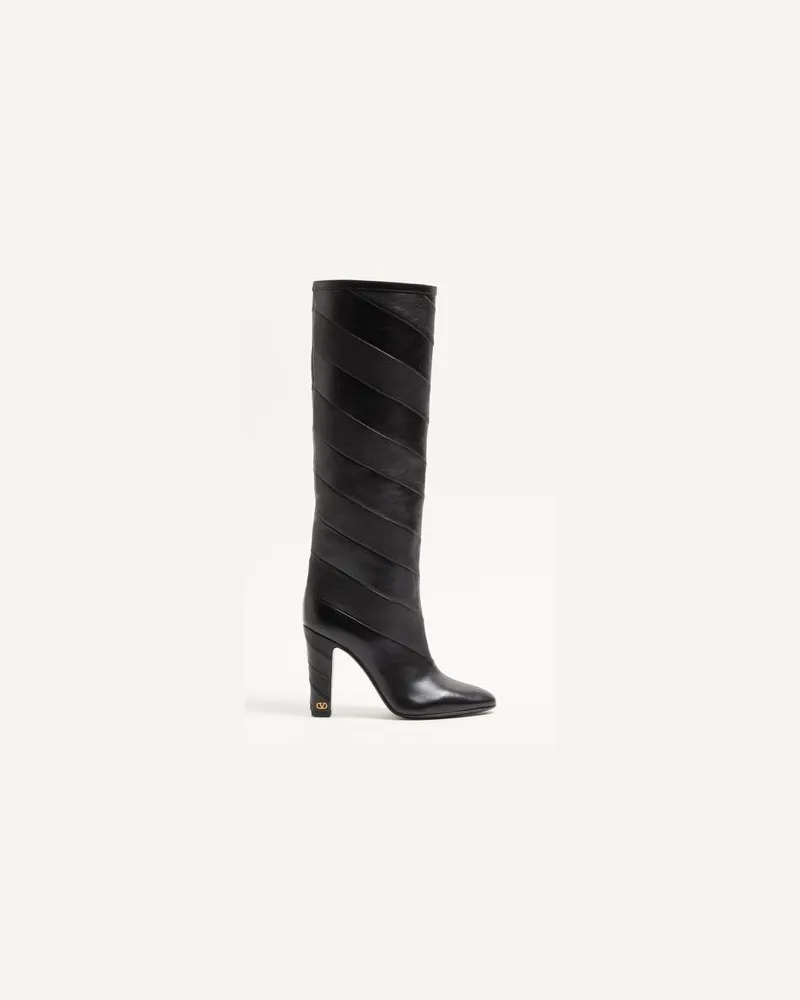 Valentino Garavani Rayons Nappa-Stiefel mit Chevron-Muster 100 MM Frau SCHWARZ Schwarz