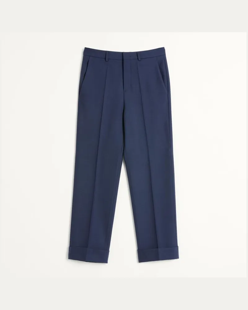 Valentino Garavani Hose Aus Wollgabardine Mit Aufschlägen Mann BLAU Blau