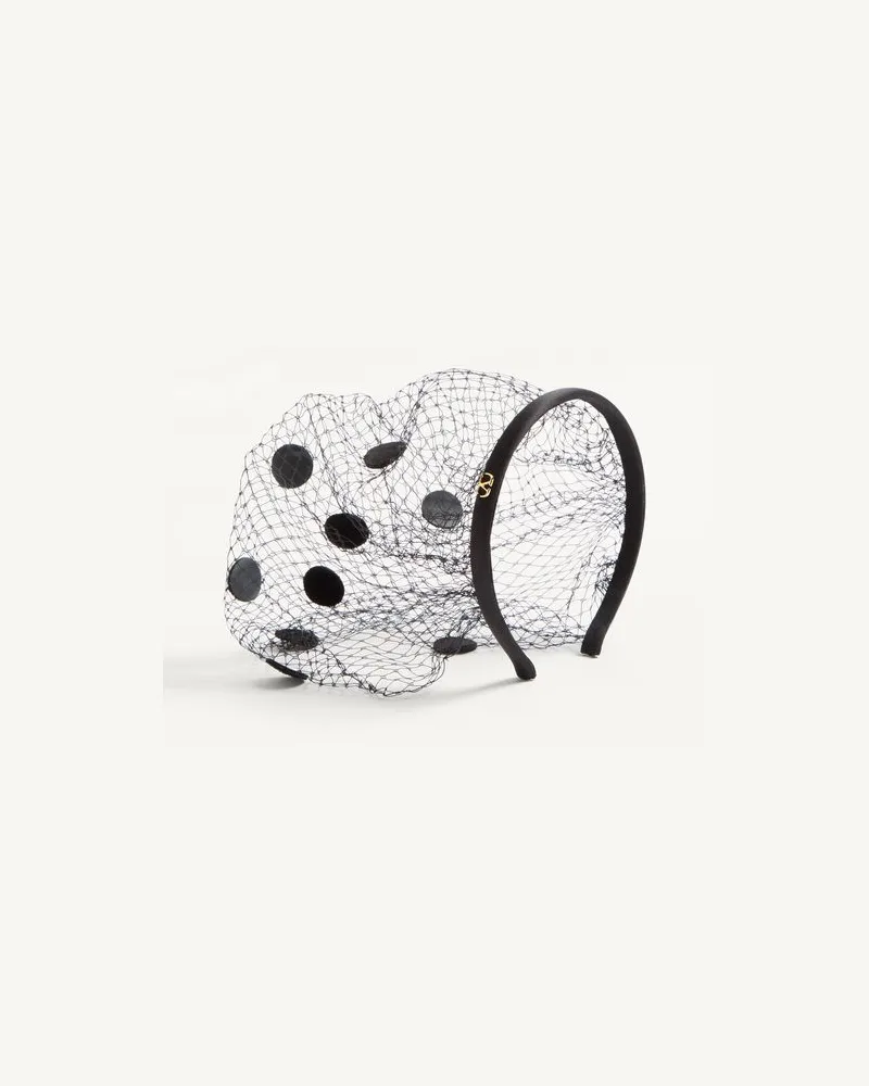 Valentino Garavani Vlogo Signature Stirnband Mit Schleier Aus Seide Und Samt Frau SCHWARZ Schwarz