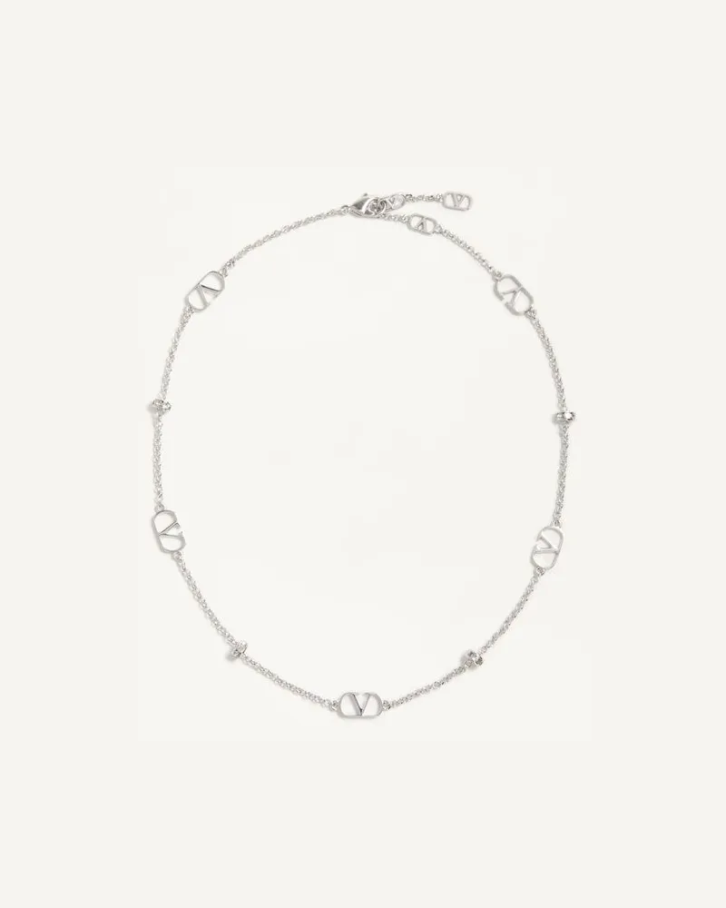 Valentino Garavani Vlogo Signature Halskette Aus Metall Und Kristall Frau PALLADIUM/CRYSTAL Palladium