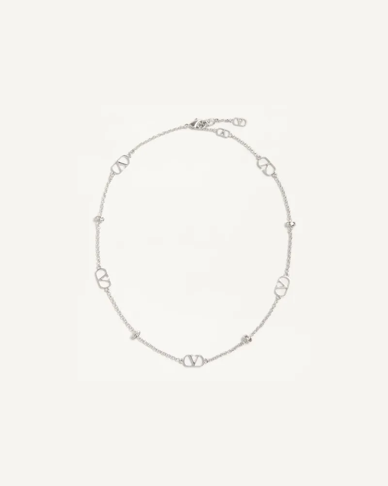 Valentino Garavani Vlogo Signature Halskette Aus Metall Und Kristall Frau PALLADIUM/CRYSTAL Palladium