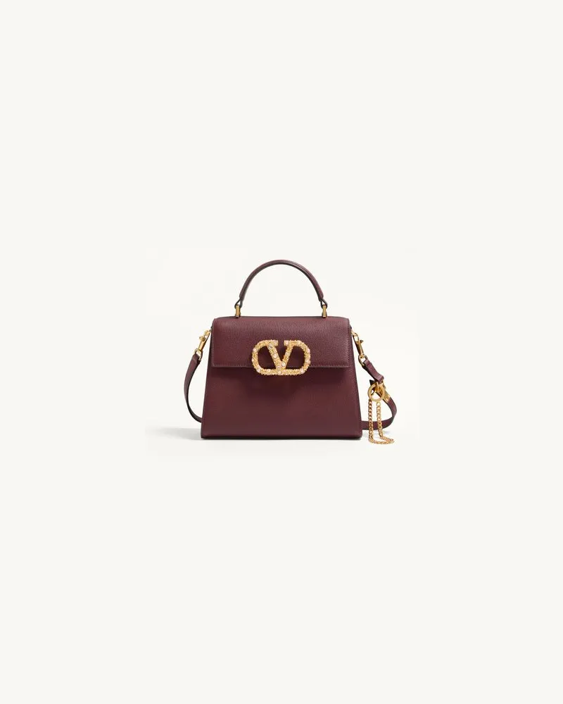 Valentino Garavani Valentino Garavani Vsling Kleine Handtasche Aus Genarbtem Kalbsleder Mit Schmucklogo Frau ROSEWOOD Rosewood