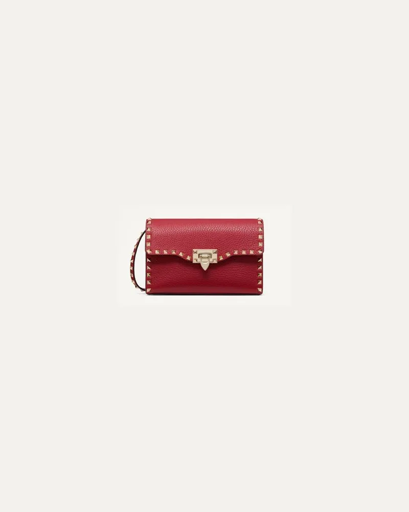 Valentino Garavani Kleine Crossbody Bag Rockstud Aus Gekörntem Kalbsleder Frau ROSSO V Rosso