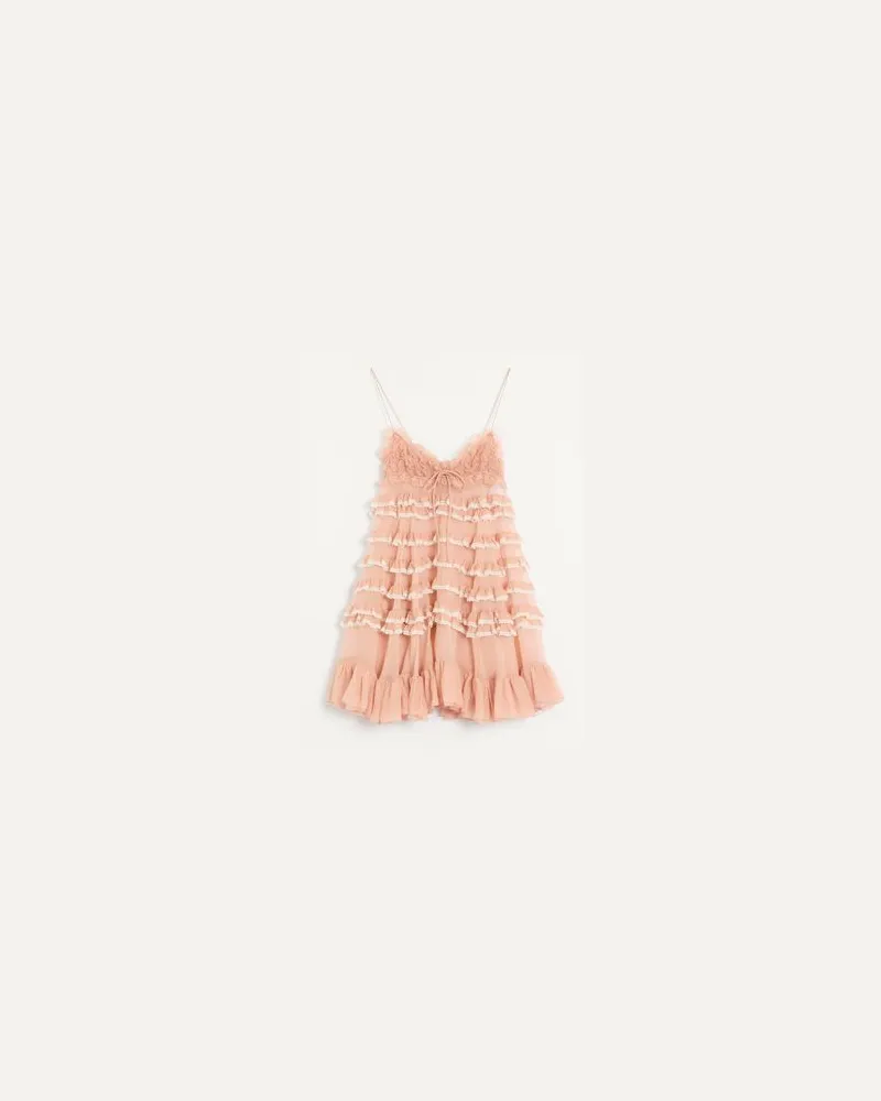 Valentino Garavani Kurzes Kleid Aus Chiffon Frau ROSE MIST Rose