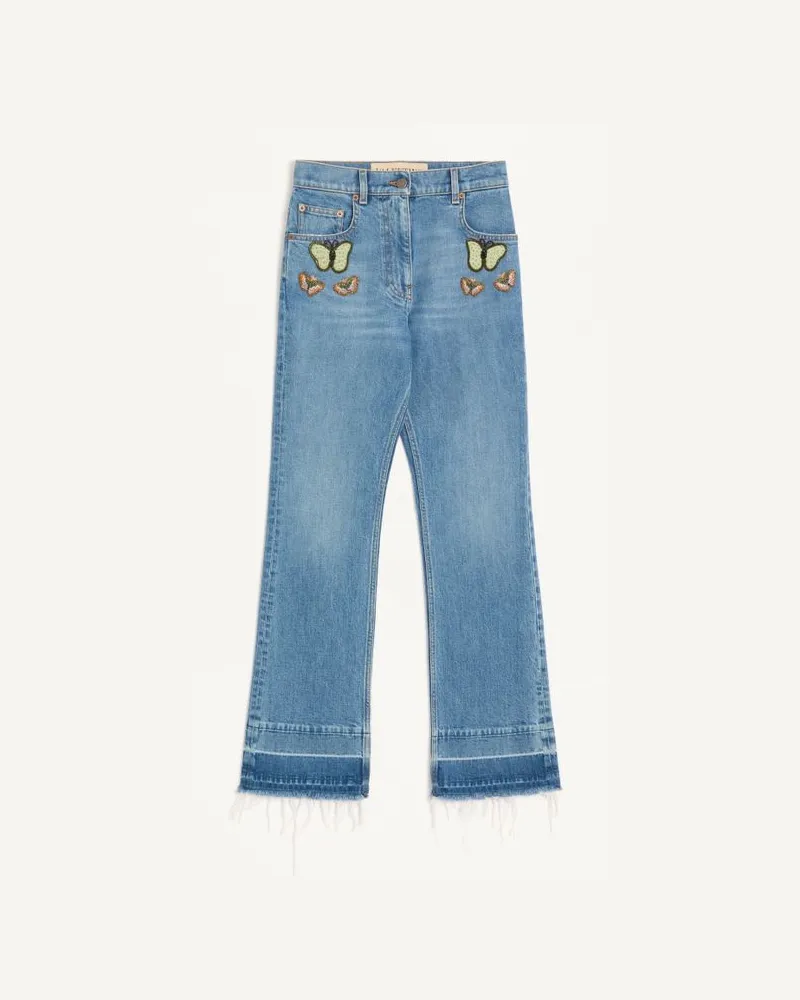 Valentino Garavani Bestickte Hose Aus Denim Frau BLAU Blau
