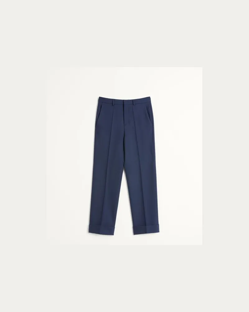Valentino Garavani Hose Aus Wollgabardine Mit Aufschlägen Mann INDIGO Indigo
