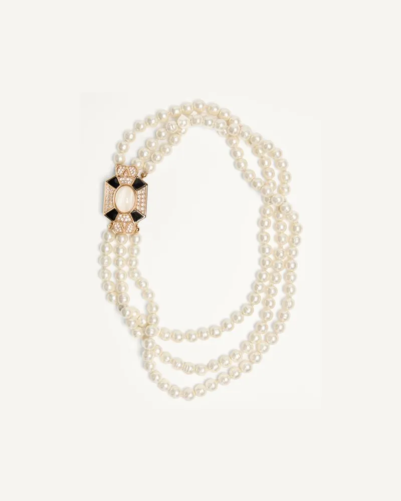Valentino Garavani Pas Plus Halskette Aus Metall, Emaille, Kunstharz, Perlen Und Swarovski® Kristallen Frau CRYSTAL/CREME Crystal