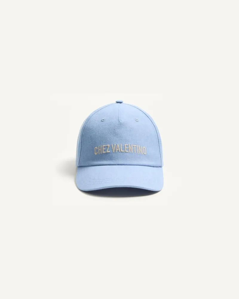 Valentino Garavani Chez Valentino Baseballcap Aus Denim Mit Stickerei Mann HIMMELBLAU Himmelblau