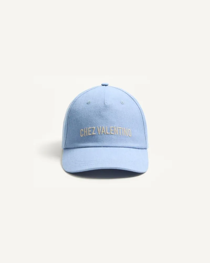 Valentino Garavani Chez Valentino Baseballcap Aus Denim Mit Stickerei Mann HIMMELBLAU Himmelblau