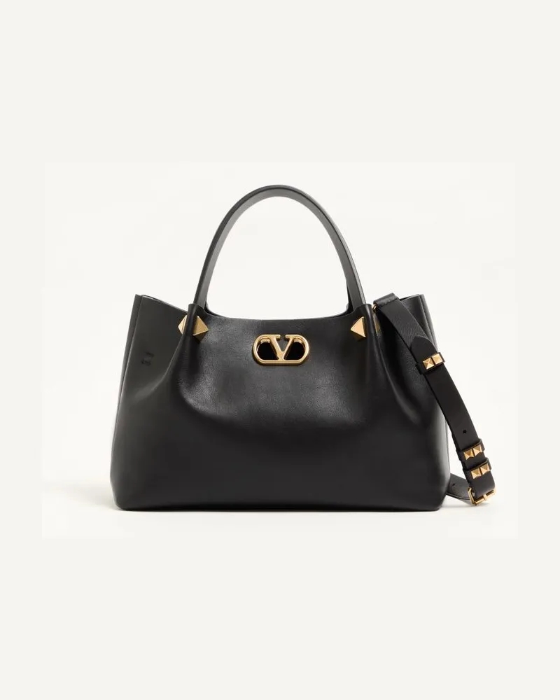 Valentino Garavani Kleiner Valentino Garavani Shopper aus weichem Leder Frau SCHWARZ Schwarz