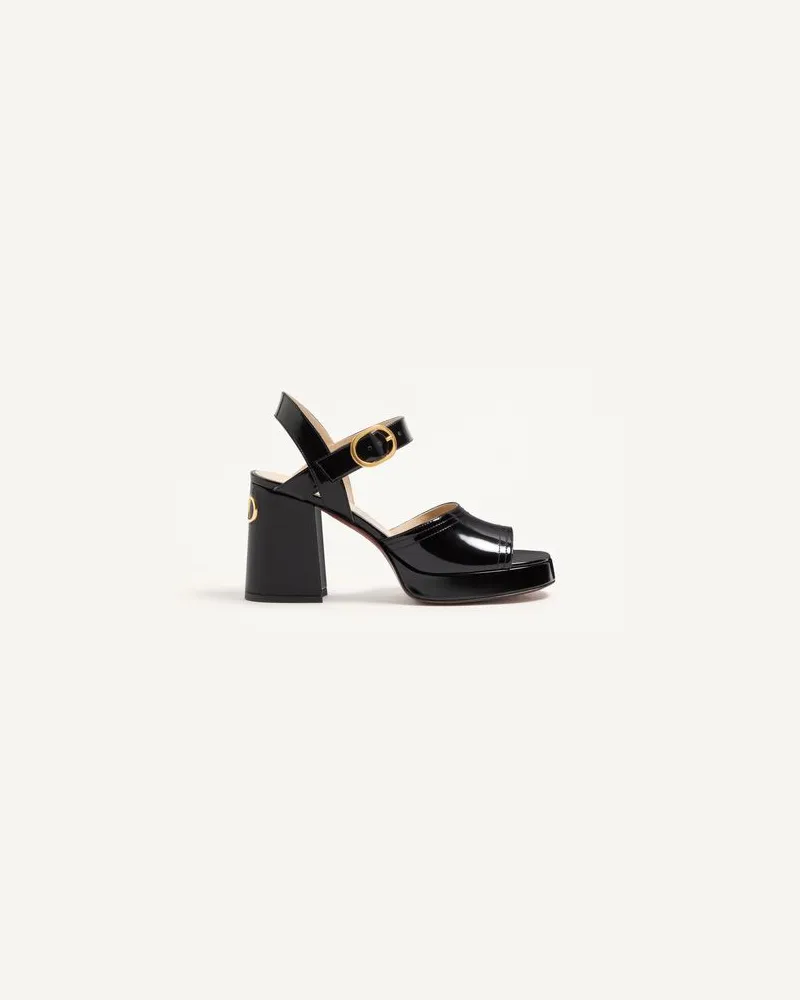 Valentino Garavani Fawcette Plateausandalen Aus Poliertem Kalbsleder, 100 Mm Frau SCHWARZ Schwarz