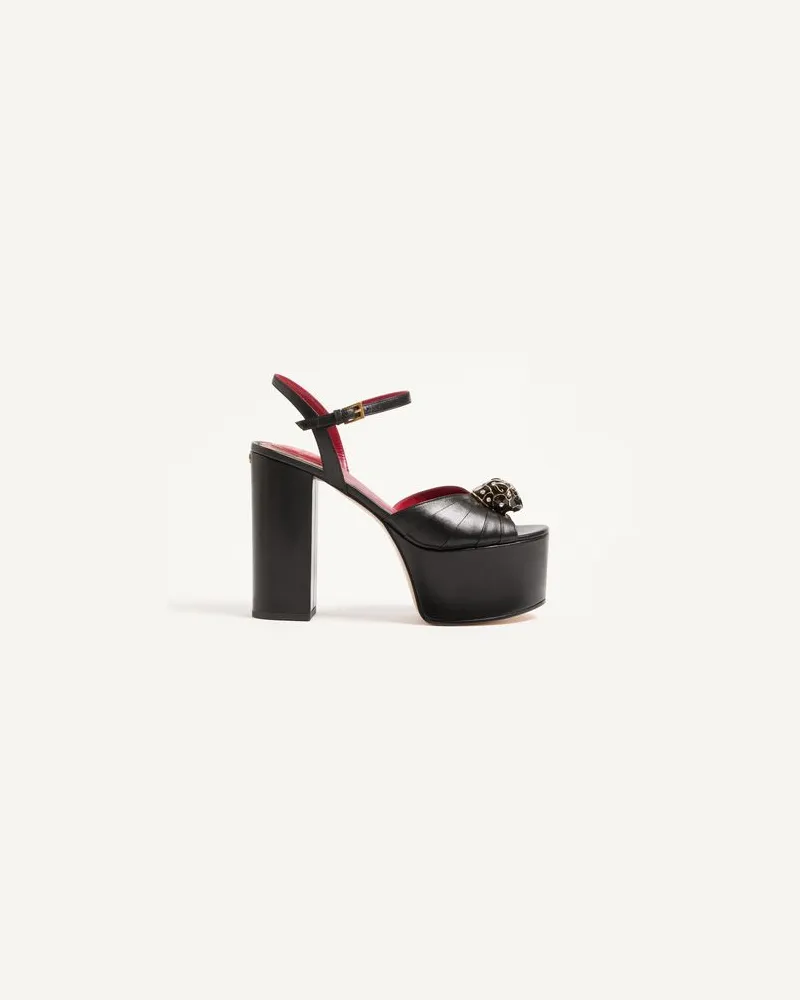 Valentino Garavani Panthea Plateau-Sandalen aus Ziegenleder 125 mm Frau SCHWARZ Schwarz
