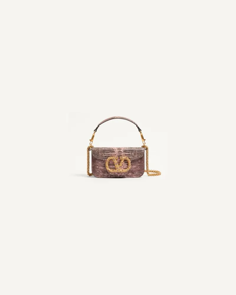 Valentino Garavani Valentino Garavani Locò Kleine Schultertasche Aus Tejus Mit Schmuck-Logo Frau PEACH ROSE/VINTAGE ROSE Peach