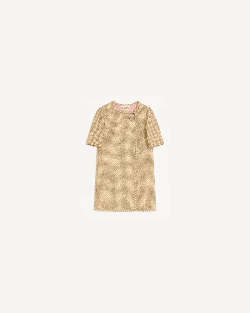 Valentino Garavani Kurzes Kleid aus Canestrello Lurex Tweed Frau GOLD Gold