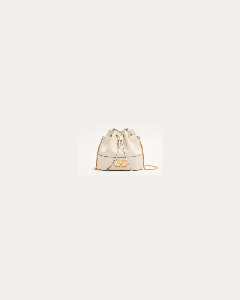 Valentino Garavani Kleine Bucket Bag Aus Nappa Mit Vlogo Signature Kettenriemen Frau LIGHT IVORY Light