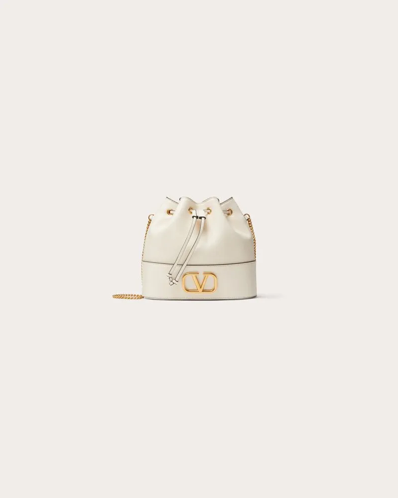 Valentino Garavani Kleine Bucket Bag Aus Nappa Mit Vlogo Signature Kettenriemen Frau LIGHT IVORY Light