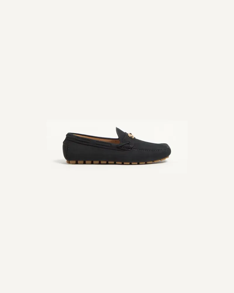 Valentino Garavani Driver Fastaway Loafer Aus Hirschwildleder Mann SCHWARZ Schwarz