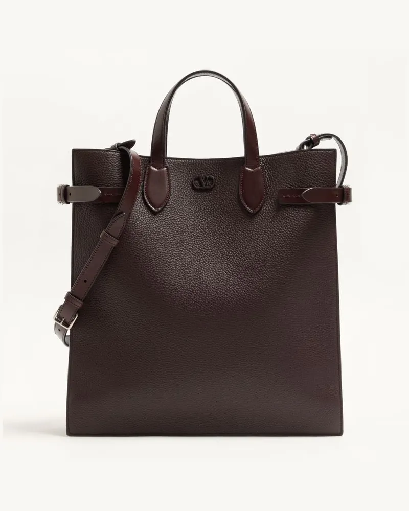 Valentino Garavani Valentino Garavani Antibes Mittelgroße Einkaufstasche Aus Genarbtem Leder Mann DARK MARRON Dark