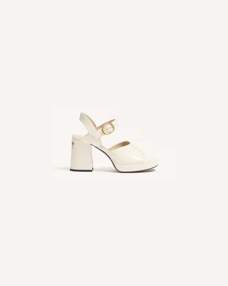 Valentino Garavani Fawcette Plateausandalen Aus Poliertem Kalbsleder, 100 Mm Frau ELFENBEIN Elfenbein