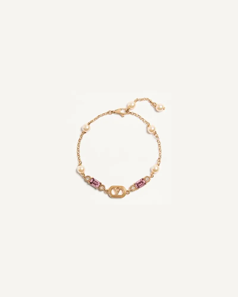 Valentino Garavani Ovalette-Armband aus Metall, Perlen und Swarovski-Kristallen Frau GOLD Gold