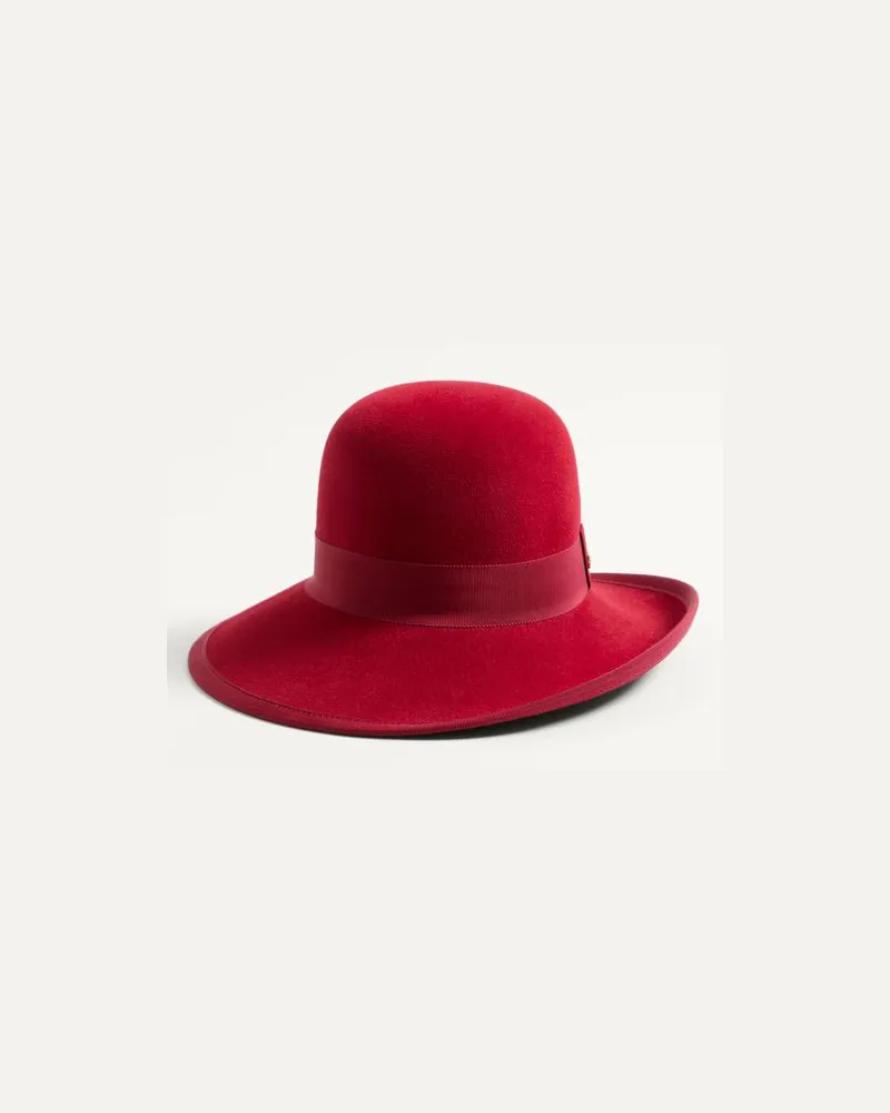 Valentino Garavani Vlogo Signature Hut Aus Lapin Frau KIRSCHROT Kirschrot